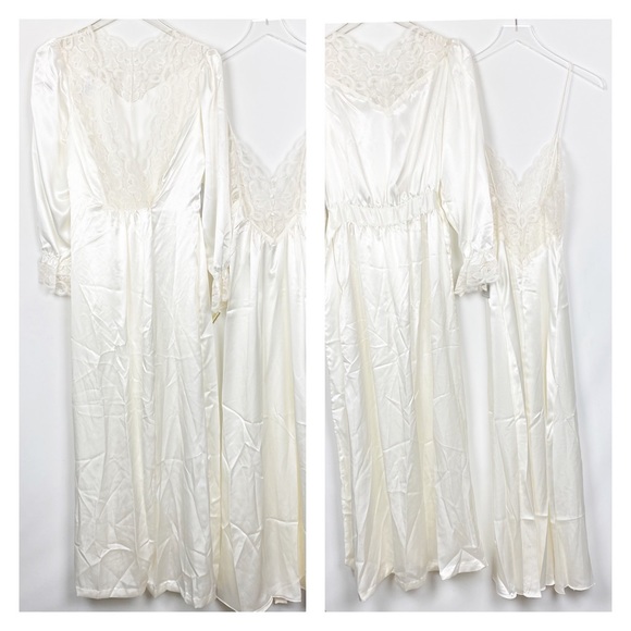 Morgan Taylor Other - 2pc Morgan Taylor Vintage Silky Satin Robe+Gown Set Maxi Small NWT